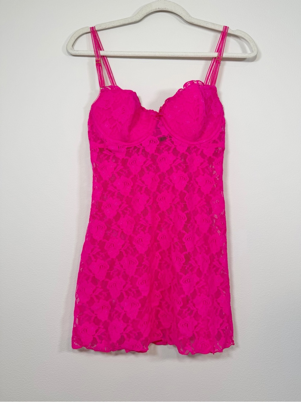 NWOT Smart & Sexy Lingerie Floral Lace Chemise Slip Sleep Dress Pink Women 34C